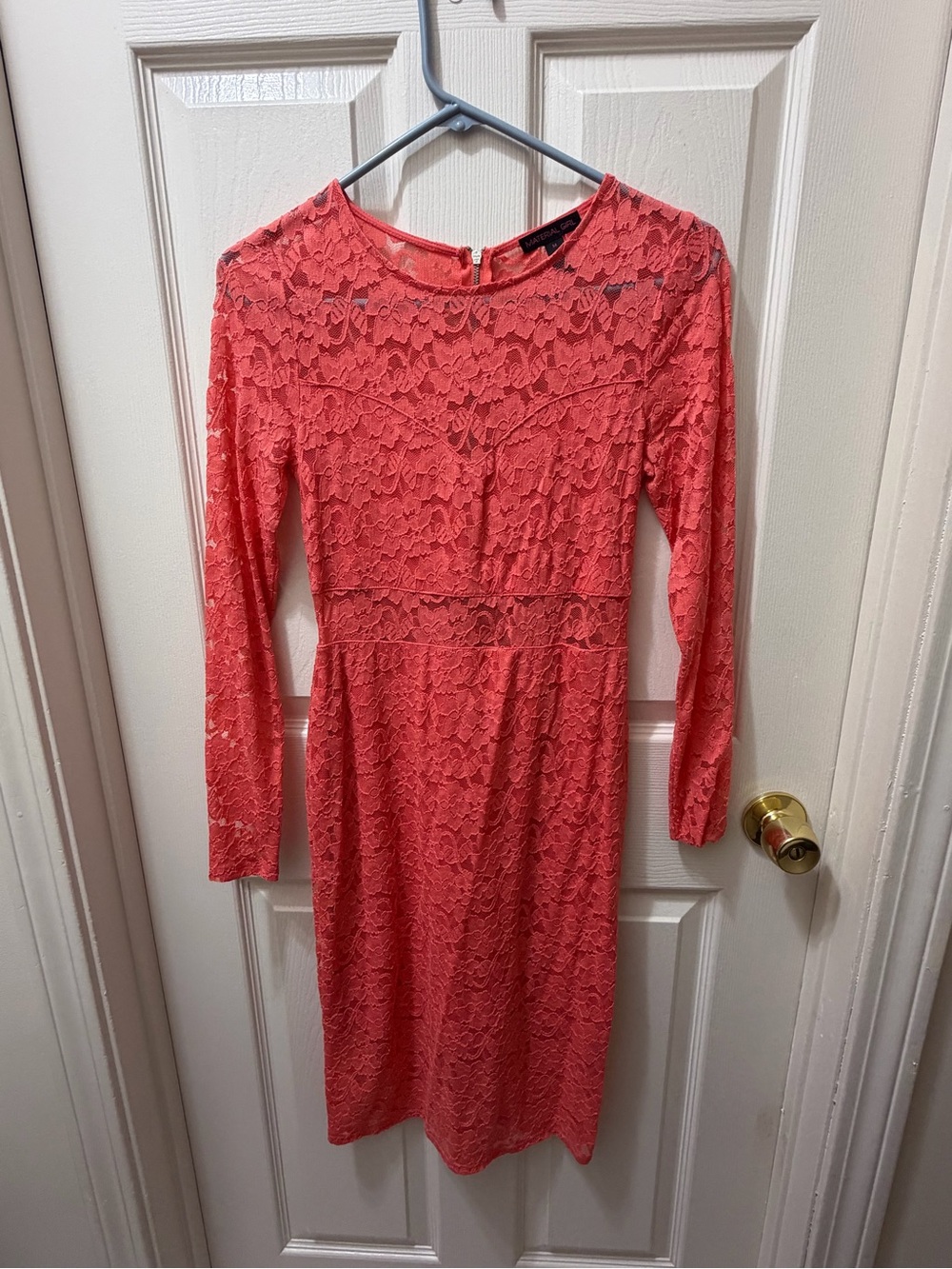 Material Girl Coral Lace Long Sleeve Dress